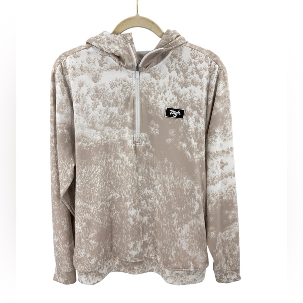 Waggle 1/4 Zip Golf Hoodie Mens Size Medium Athletic Performance Stretch Tan